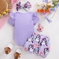thumbnail image 4 of HCNTES Infant Baby Boy Farm Letter Bodysuit Romper and Long Pants Newborn Coming Home Outfit Cute Clothes Sets with Hat(Purple,9-12 Months), 4 of 8
