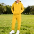 thumbnail image 2 of Ulanda Boys 2 Piece Outfits Sweatsuit Hoodie and Sweatpants Tracksuit Athletic Jogger Sets Toddler Kids Matching Sets (Yellow, 6-7 Years), 2 of 6