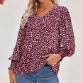 thumbnail image 3 of Patlollav Pntutb Womens Blouses,Ladies Loose Print V-Neck Long Sleeve Tops, 3 of 7