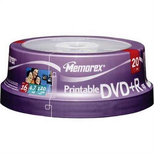Memorex DVD+R 16x 4.7GB 20 Pack Spindle Printable