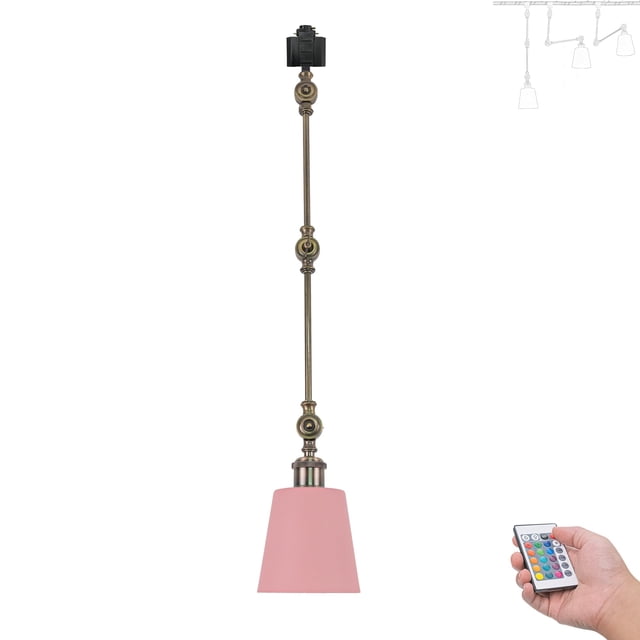 FSLiving H Type Track Lighting, Adjustable Island Lighting Remote Control with Color Changing RGBW A19 Smart Bulb DIY Ceiling Spotlight H Track Mounted for Vaulted Ceiling Disco Ball Macaron Pink