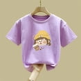 thumbnail image 5 of Piuwrlz 12/13 Girls Short T-Shirts Sleeve Teen Graphic Shirts Tops Crew Neck Pullover Purple Size 12-13 Years, 5 of 7