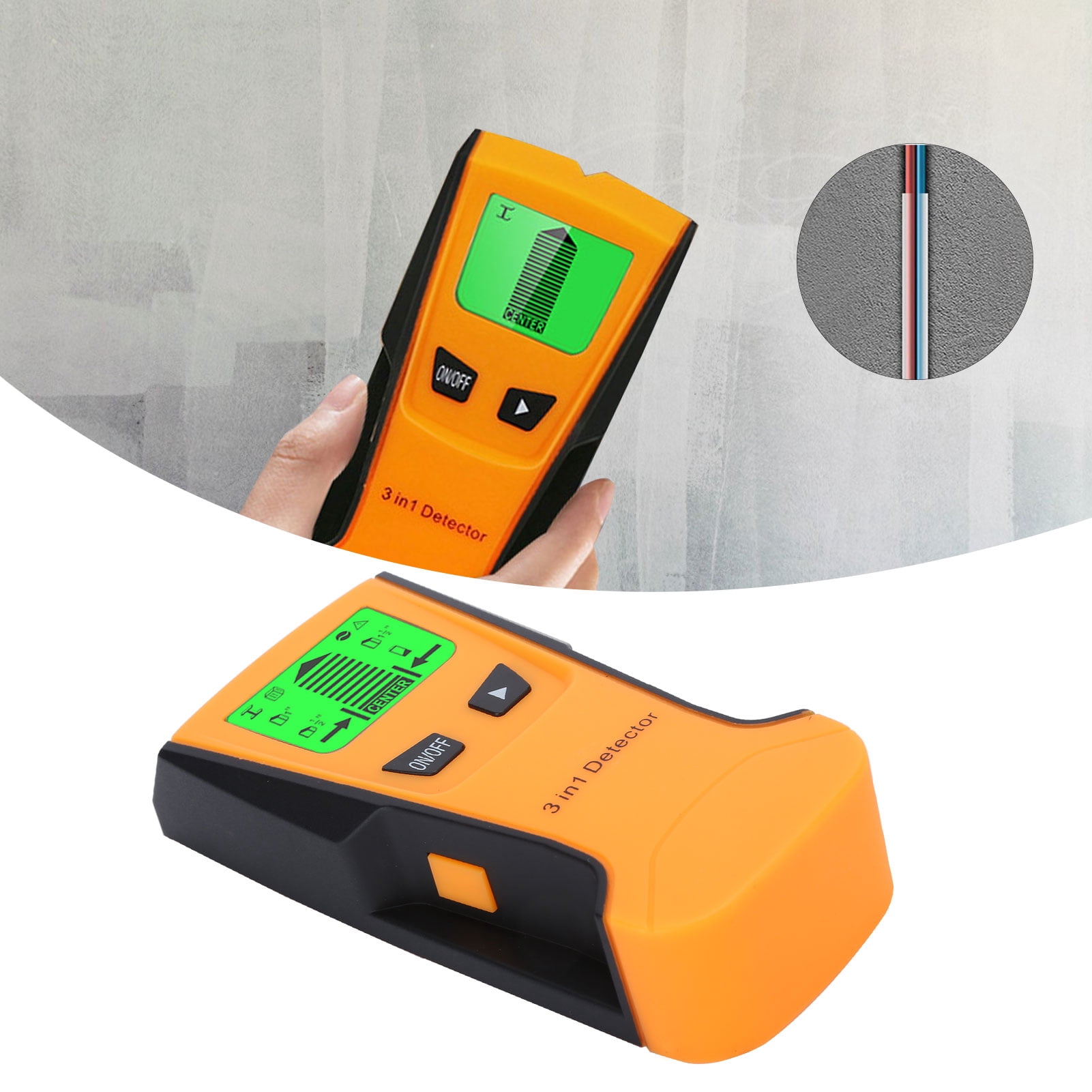 M Buder 3 in 1 Electronic Wood Studs Wall Scanner Center Finder LCD Backlight Display Automatic Calibration Multi-functional Metal Detector for Drywall Wood Live AC Wire Black (6.1 in/15.5 cm)