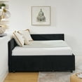thumbnail image 6 of Full Size Upholstered Tufted Bed Frame with Two Drawers, Sofa Bed Frame with Comfortable Backrest and Armrests, Velvet, Black(79.5''x58''x25''), 6 of 9