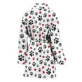 thumbnail image 2 of Black Paw And Heart Pattern Women Bathrobe One Size Univeral Fits, Dog Pet Lover Fashion Lightweight Plush Fleece Long Robe For Women, 2 of 3
