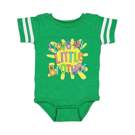 

Inktastic I Love my Little Brother- sun and rainbow letters Gift Baby Boy or Baby Girl Bodysuit