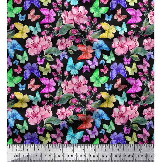 Soimoi Rayon Fabric Dot & Pretzels Food Print Sewing Fabric Yard 56 Inch Wide