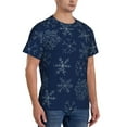 thumbnail image 2 of Bixox Men's Snowflake Dark Blue Printed Short Sleeve Skinny Athletic T-Shirt, 2 of 6