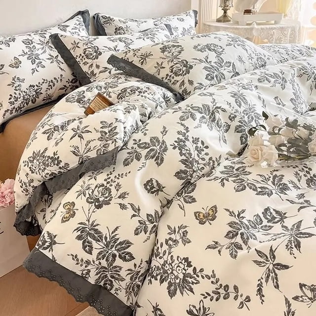 Sanrio Cartoon Hello Kitty Pure Cotton Four-piece Set Cute Princess Style Bed Sheet Quilt Cover Pillowcase Three-piece Gift Set RJ