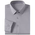 thumbnail image 4 of JUUYY Men's Four Side Silk Dress Shirt Casual Business Wedding Shirt Wrinkle-Free Button Collared Long Sleeve Shirts Gray L, 4 of 5