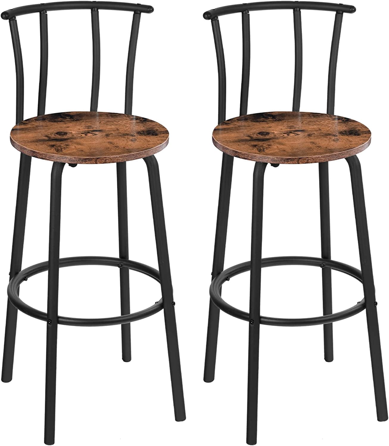 Bar Stools with Back, Set of 2 Bar Chairs, 27.8 Inch Counter Height bar