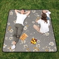 thumbnail image 5 of White Flowers in Gray Beach Blanket Outdoor Picnic Mat Sandproof Waterproof Foldable for Camping Travel Hiking, 5 of 6