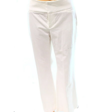 White Womens Pants - INC NEW Bright White Womens Size 14 Wide Leg Flat Front Trouser Pants