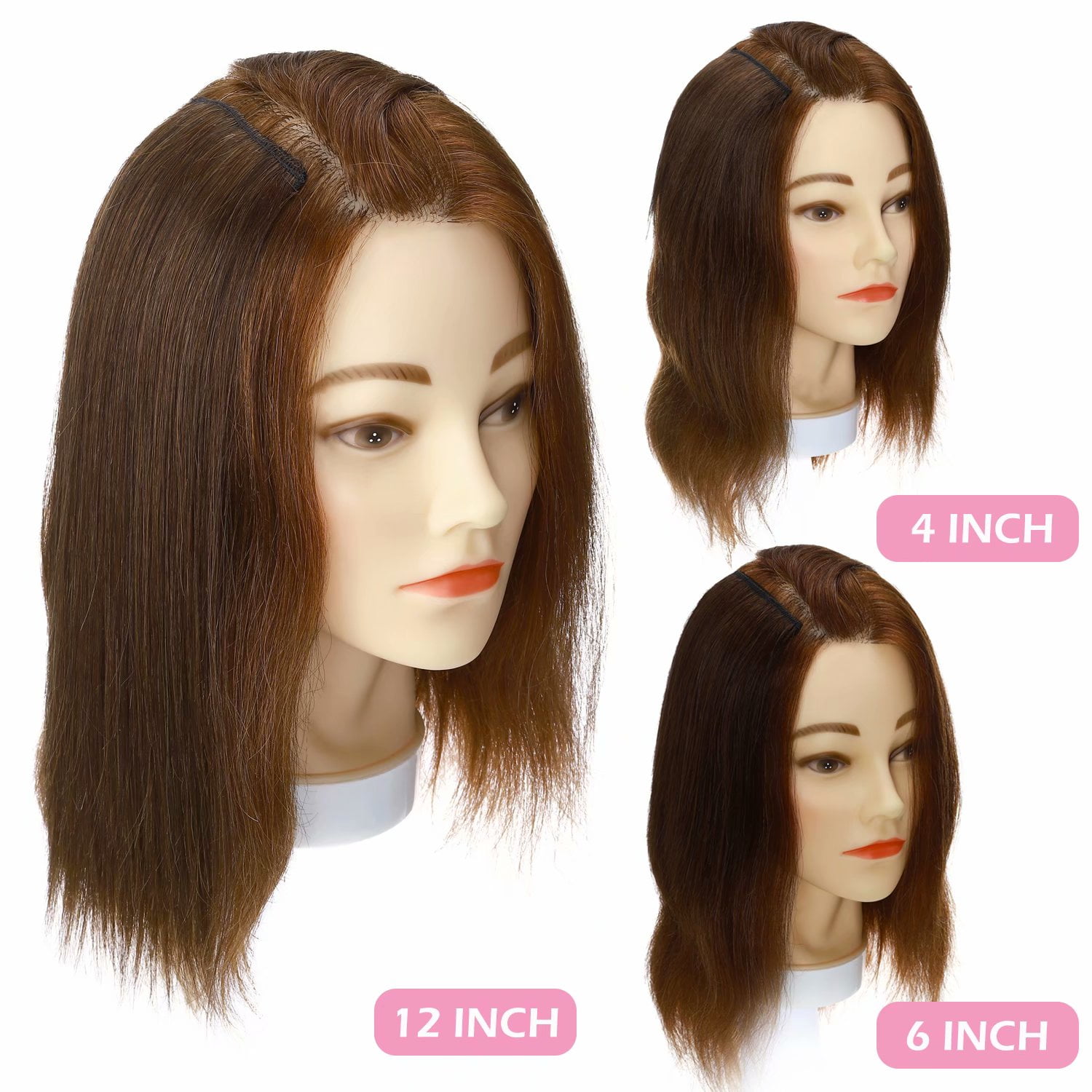 Benehair Clip in 100% Remy Human Hair Extensions Hair Pad Invisible Hairpiece Topper Thickened Soft Thin Hair Brown 2 Pieces