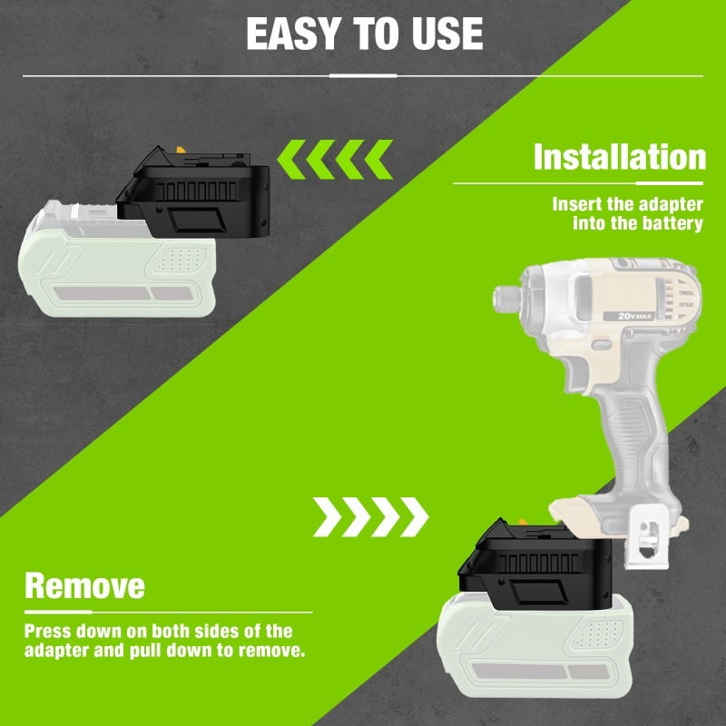 For Green*works 40V Battery Adapter Compatible with For Mil*wau*kee 18V Battery Cordless Power Tools