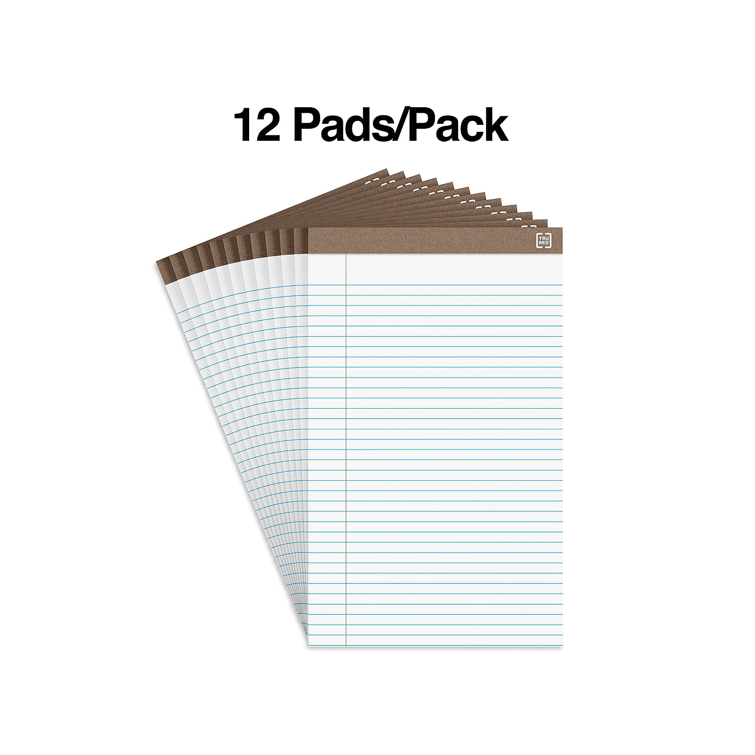 Staples TRU RED Notepad 8.5" x 14"  Wide Ruled White 50 Sheets/Pad TR59939