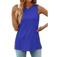 thumbnail image 2 of Fantaslook Womens Tank Tops Crewneck Casual Summer Side Split Sleeveless Shirts Floral Blouses, 2 of 7