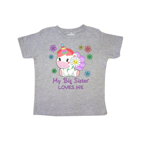 

Inktastic My Big Sister Loves Me- cute unicorn Gift Toddler Boy or Toddler Girl T-Shirt