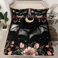 thumbnail image 2 of Homewish 4-Piece 3D Black Bat Western Farmhouse Floral King Sheet Set, 2 of 7