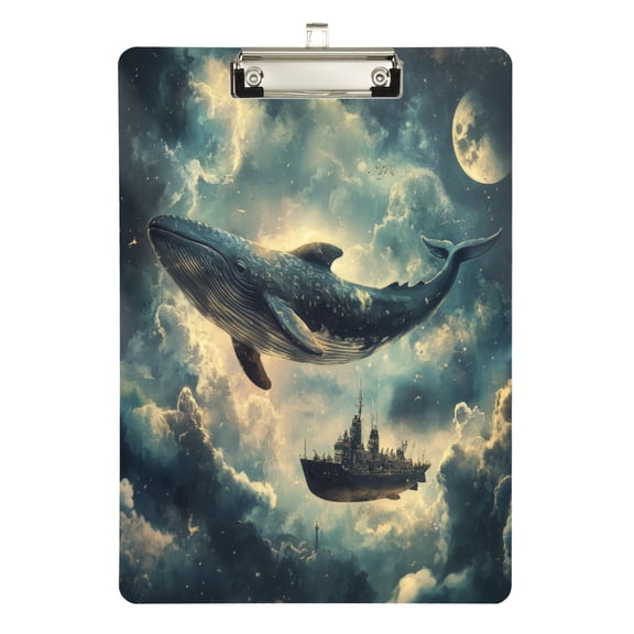 FORMRS Acrylic Clipboard with Low Profile Clip Standard A4 Letter Size, 12.5" x 9", Beige Floating Whale