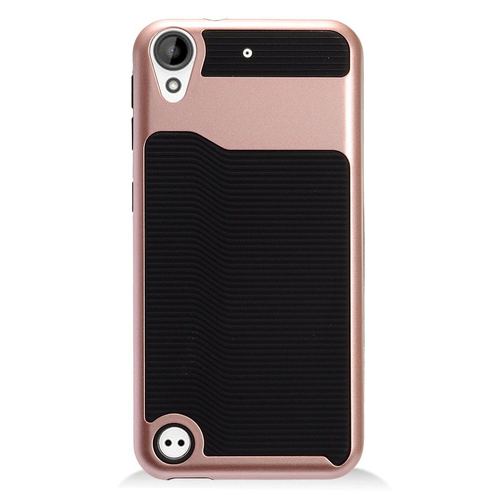 HTC Desire 530 Phone Case, by Insten Slim Dual Layer [Shock Absorbing]  Hybrid Hard Plastic/Soft TPU Rubber Case Cover For HTC Desire 530,  Black/Rose Gold