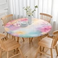 thumbnail image 3 of Colorful Floral Pattern Round Fitted Tablecloth with Elastic Edge,Dining Table Cover Waterproof,Outdoor Round Tablecloth for Camping,Dining,Indoor and Outdoor, 3 of 7