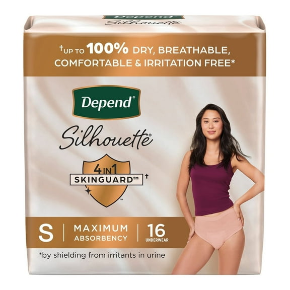 Depend Silhouette Max Abs Women's Underwear, Pink, Female Small, 16 Count