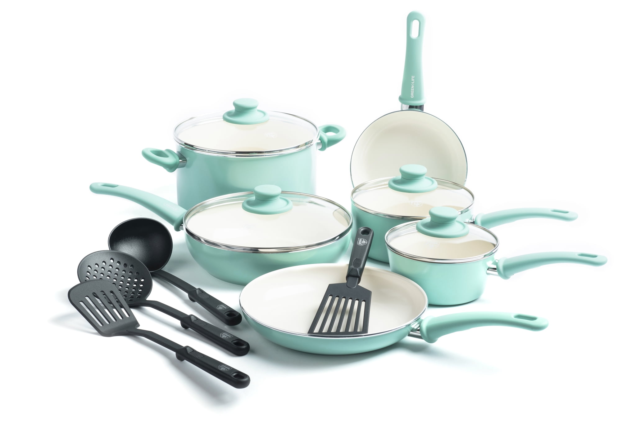 GreenLife Ceramic Non-Stick 14 Piece Cookware Set - Walmart.com