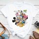 thumbnail image 1 of Disney 100% Cotton T-shirt Mickey Mouse Tee Cartoon Pattern Women Round Neck Casual Fashion Top Short Sleeve Free ShippingS Gao Jinjia LED, 1 of 2