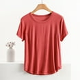thumbnail image 2 of Timegard Womens Plus Size Tops Short Sleeve Crew Neck Soft Comfy Homewear Casual Nightwear Shirt Top Blouse, 2 of 5