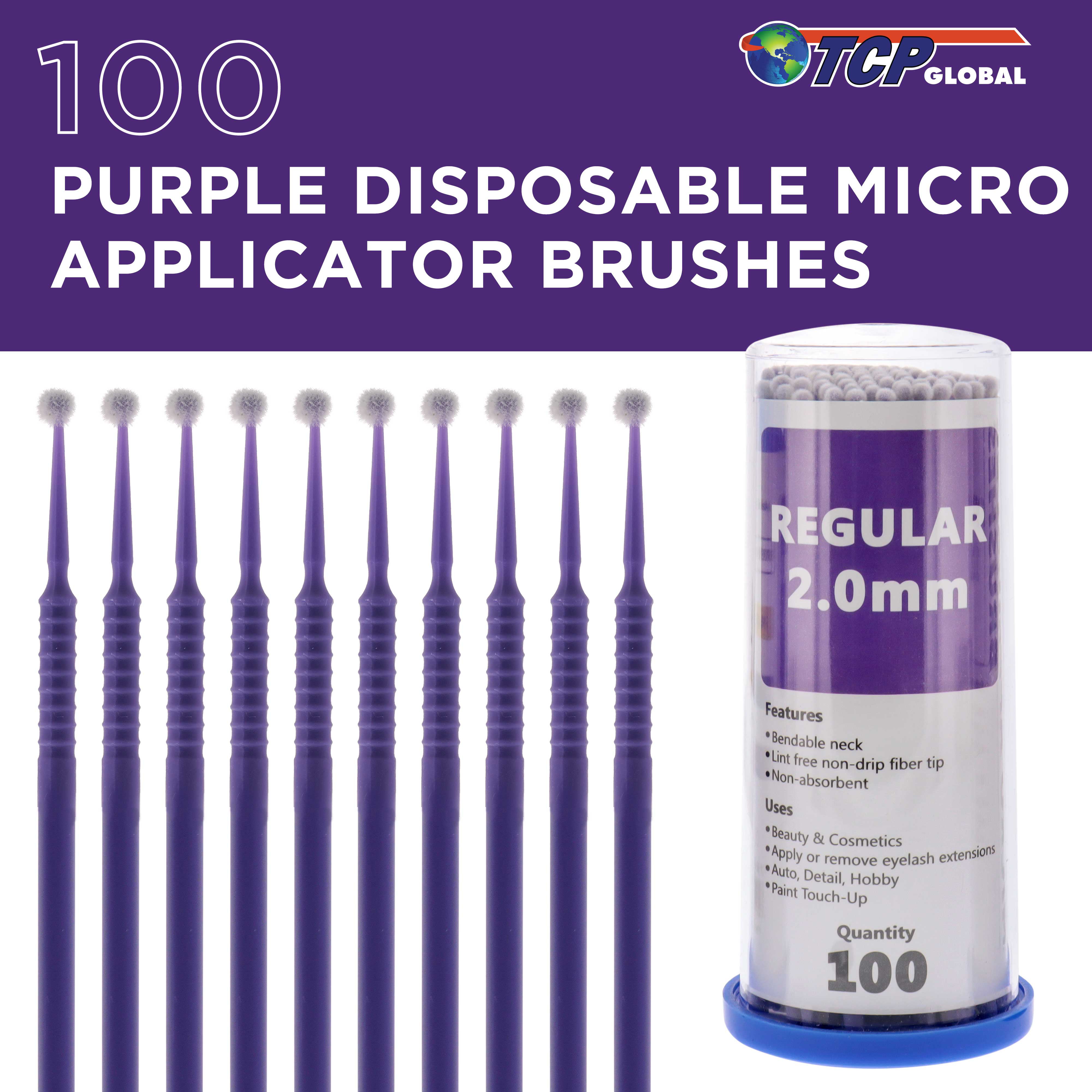 Touch Up Paint Brushes for Automotive Paint Chip Repair Disposable Micro  Applicators (S:1.5mm, Purple)-100 Pieces