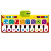 Piano Music Mat for Kids Floor Piano Mat Musical Keyboard Playmat Kids Musical Mats Play Blanket Early Educational Toys for Boys Girls Gifts for Kids with 10 musical keys 8 instrument Adjus