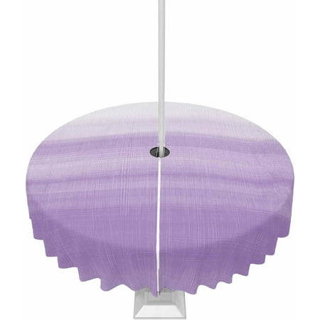 

Outdoor Tablecloth with Umbrella Hole and Zipper 60R Abstract Rustic Purple White Gradient Table Cover for Round Tables Waterproof Tabletop Collection for Patio Garden Picnic Camping