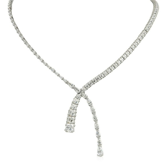Swarovski Rhodium Plated Mixed Cuts Matrix Y Necklace