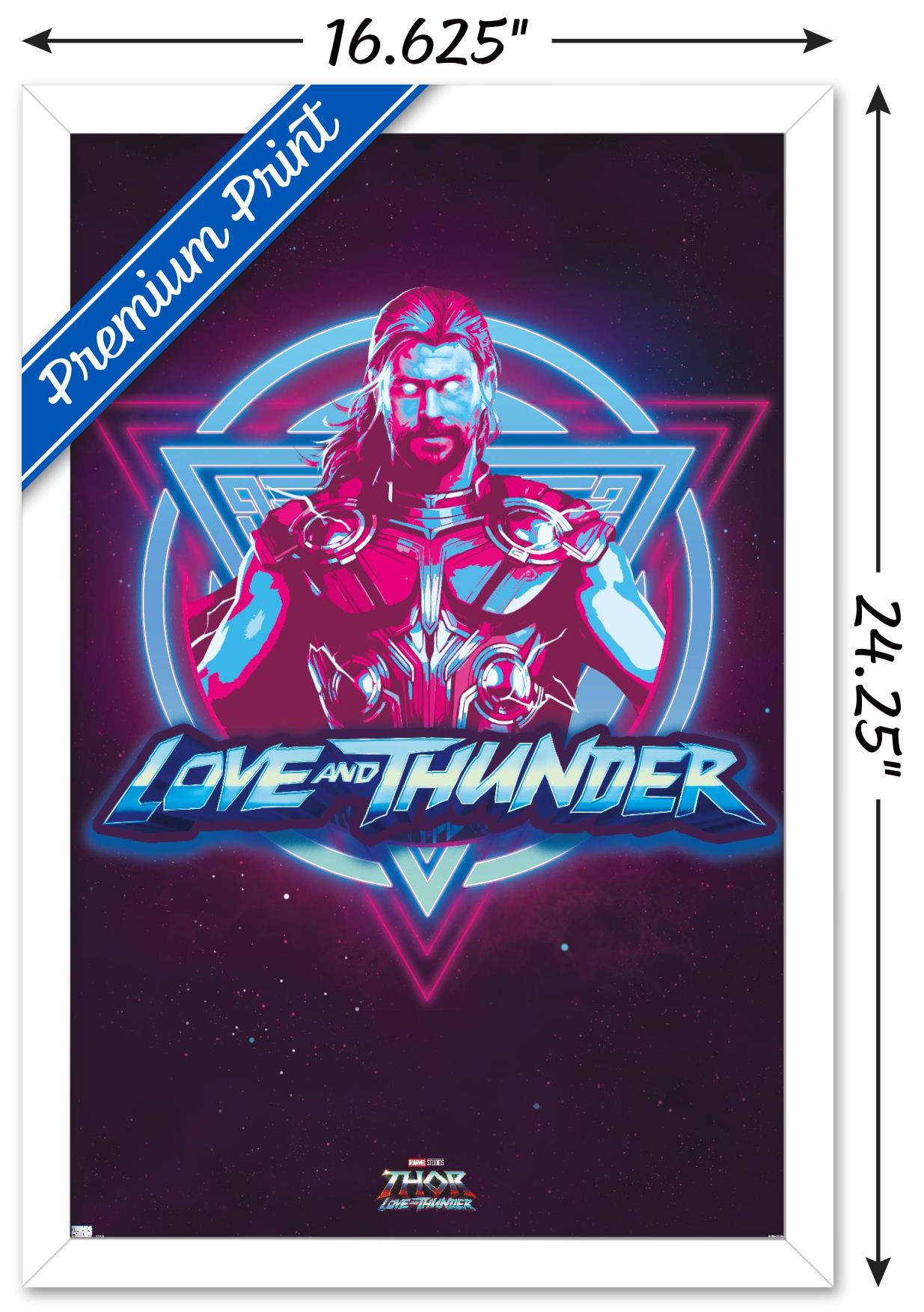 Marvel Thor: Love and Thunder - Vaporwave Wall Poster, 14.725" x 22.375" Framed
