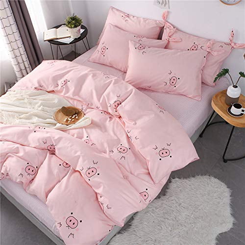 BHUSB 3 Piece Full Bedding Sets Pink Pig Print Kids Queen Duvet Cover Set for Girls Women Soft Cotton Cartoon Comforter Covers for Bedding Collection Full Zipper Closure BHUSB 3 Piece Full Bedding Sets Pink Pig Print Kids Queen Duvet Cover Set for Girls Women Soft Cotton Cartoon Comforter Covers for Bedding Collection Full Zipper Closure