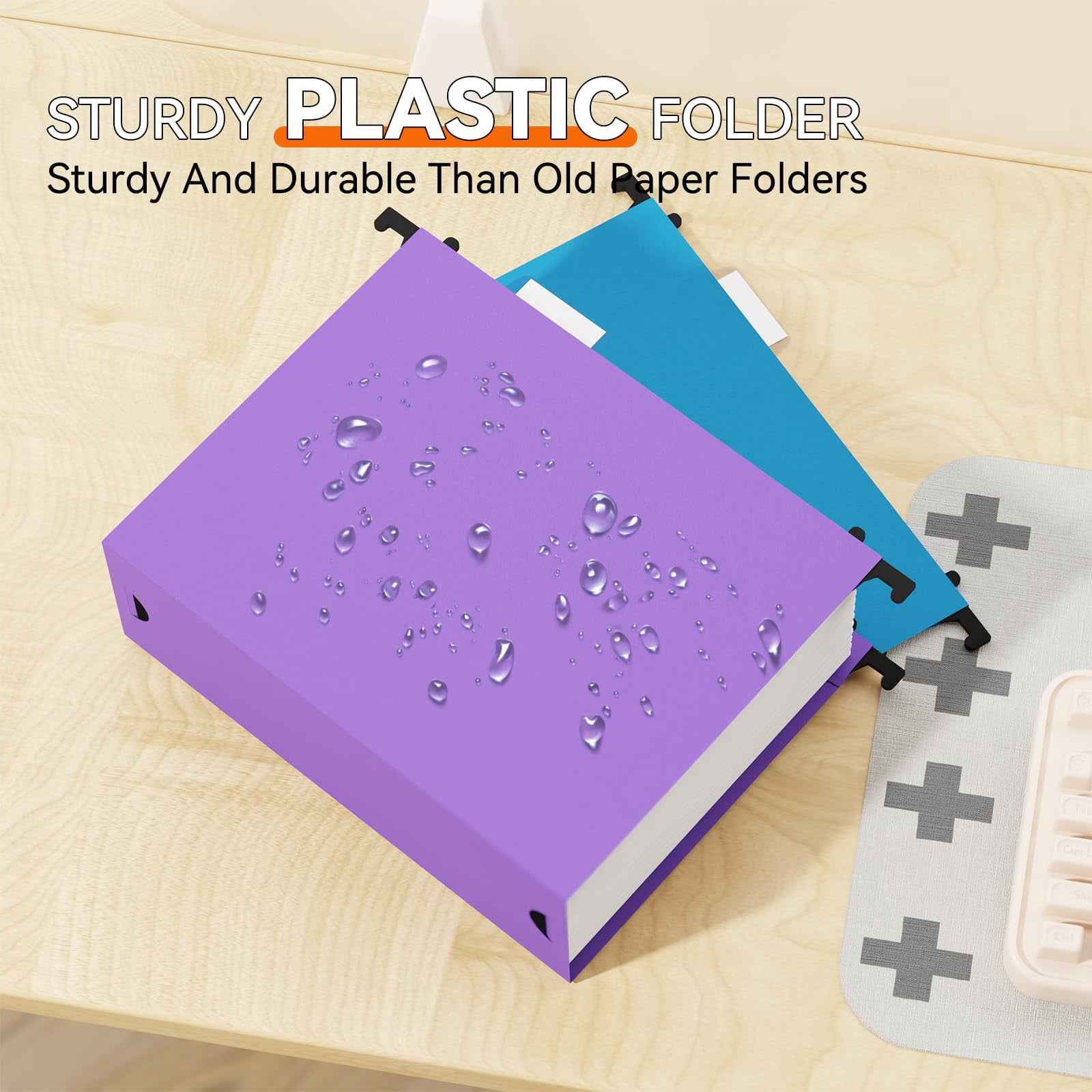 Extra Capacity Hanging File Folder Letter Size 3" Expansion Plastic Organizer For Filing Cabinet Folders Office Home Reinforced Black Heavy Duty Hang With Tabs 12 Pack