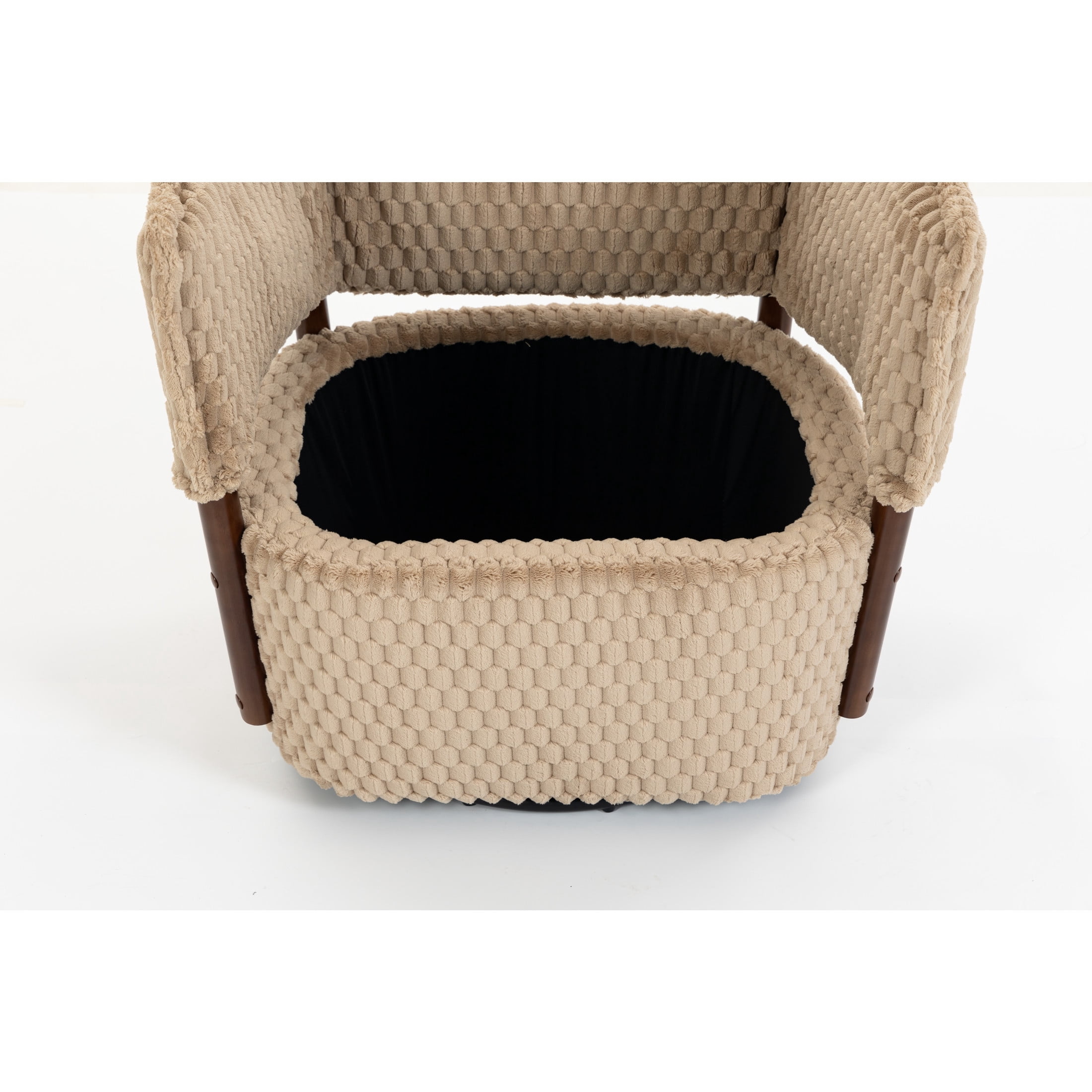 GDF Studio Derwin Mid-Century Modern 360° Swivel Accent Chair with Storage, Reading Armchair for Living Room, Khaki