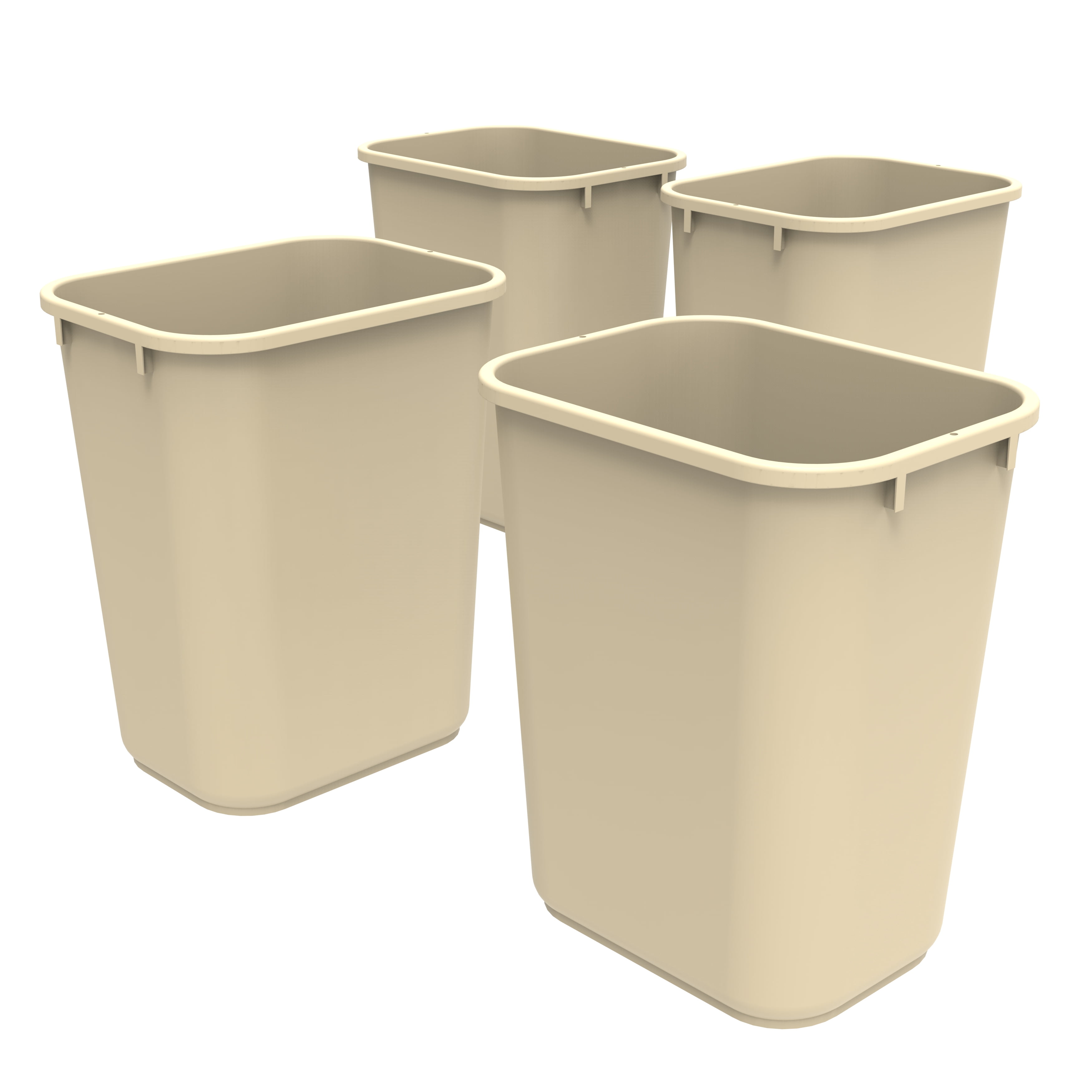 Waste Basket, 25 Gallon, Beige, Plastic, Square, Continental 25BE
