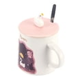 thumbnail image 2 of Taza de animales en relieve, taza de café bonita de dibujos animados con tapa, cuchara, taza de regalo para pareja para beber cisne, 2 of 8