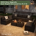 thumbnail image 3 of Aoxun 10 Piece Patio Furniture Set Wicker Rattan Patio Sectional Sofa Set Outdoor Seating Furniture with Thickened Cushion, Black (Include Waterproof Cover), 3 of 6