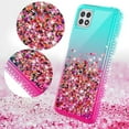 thumbnail image 3 of SPY CASE for Boost Mobile Celero 5G/Samsung Galaxy A22 5G Case Liquid Glitter Phone Case Cover with Tempered Glass Screen - Pink/Teal, 3 of 5