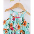 thumbnail image 4 of 3T Baby Girls Dress 4T Girls Sleeveless Dress Flower Print Toddler Girls Summer Halter Floral Dress Green, 4 of 8