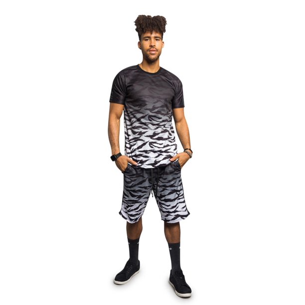 Victorious Men S Tiger Stripe Camo Short Sleeve Top And Shorts Tracksuit Set Up To 5x Walmart Com