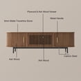 thumbnail image 6 of POVISON-94.49"Mid-Century Modern Matte Sintered Stone Tabletop TV Stand,Walnut Color Tambour Door Media Console,Rolling Door TV Console, 6 of 9