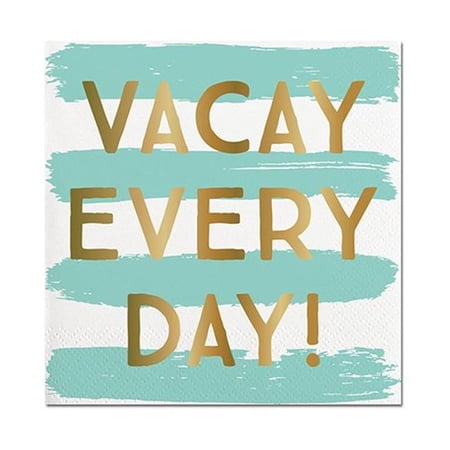Christian Brands 10-04540-048 Foil Beverage Napkins - Vacay Everyday Pack of 12