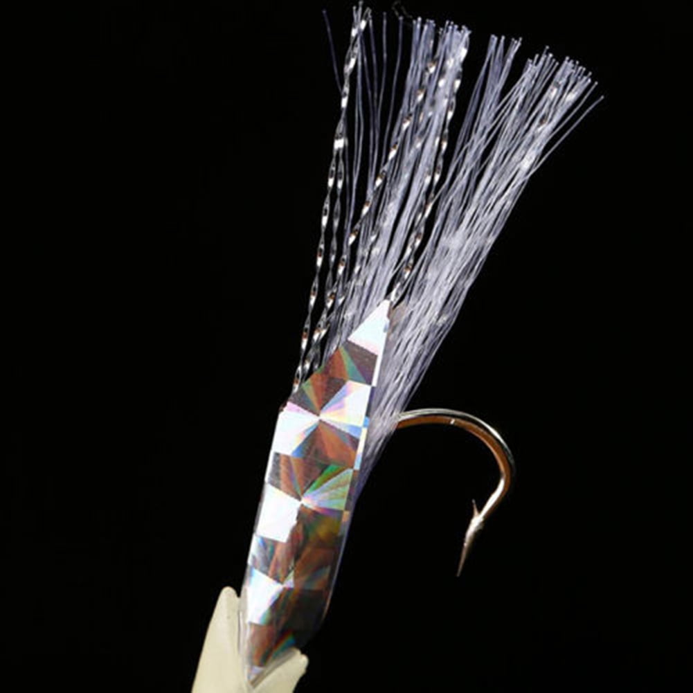 Flmtop 5Pcs Mackerel Feathers Bass Cod Lure Sea Fishing Rigs