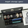 thumbnail image 3 of ProCase Caja para Reloj de 6 Ranuras, Estuche Organizador de Relojes de 2 Pisos con Tapa Vidrio Anti-polvo Almacenaje Guardarrelojes para Hombres y Mujeres (NegroRayado), 3 of 14