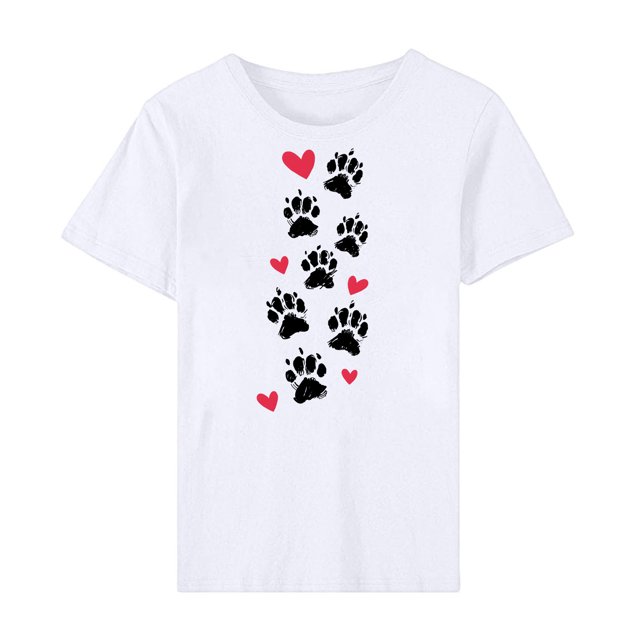 Hyknon Hauts pour Femmes Été Nouveau Chandail à Manches Courtes Col Rond Décontracté Saint-Valentin Haut Doux Polyvalent pour Sortir