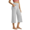 thumbnail image 2 of Penkiiy Womens 22" Wide Leg Capri Pants Yoga Legging High Waist Cropprd Pants with Pockets, 2 of 8